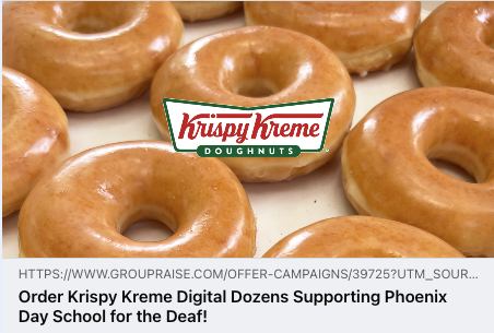 an image of tan glazed doughnuts with the Krispy Kreme logo on top.